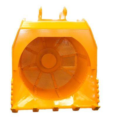 Excavator Attachment Screener Crusher Bucket Rotating Sand Gravel Trommel Screen Bucket