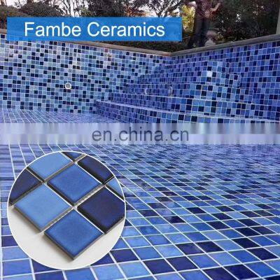 classic dark blue modern glazed porcelain ceramic mosaic tile for swimming pool floor border tiles swimming pool mosaics