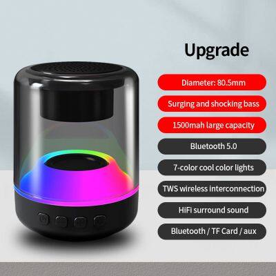 High Capacity Mini Portable RGB LED Light Colorful Bluetooth Party Hifi Sound Wireless Speaker photo-3