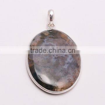 MOSS AGATE STONE JEWELRY 925 Sterling Silver Pendant, SILVER JEWELRY EXPORTER,SILVER JEWELRY WHOLESALE,FINE SILVER