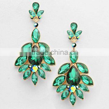 2016 New Gold Earring Crystal Flower Petals Drop Evening Earring Luxury Fashion Earring photo-3