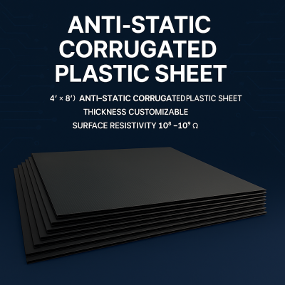 Folha de plástico corrugado antiestático ESD 4 X 8