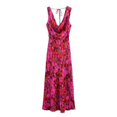 2025 New Fashion Elegant Women's Dress With Floral Print Midi Dress photo-4