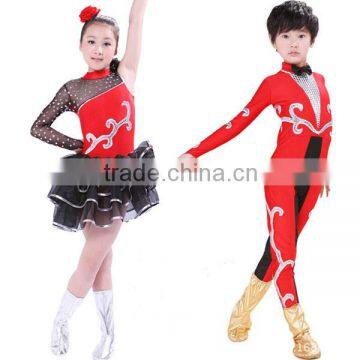 Latest latin dance costume boys and girls bullfighting red jazz dance costume