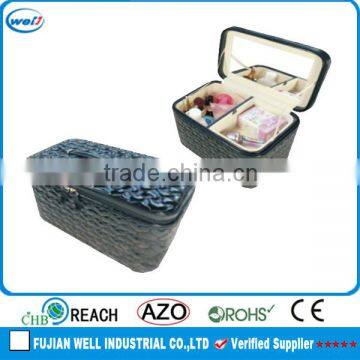 black leather cosmetic box cosmetic bag for women