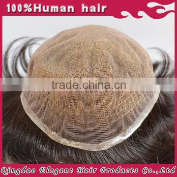 2015 Qingdao hairpiece factory unprocessed bleach knots full swiss lace india hair men toupee