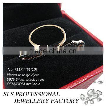 2015 China Jewelry Wholesale Angle Wings 925 Silver Black CZ Finger Ring for Girl photo-2