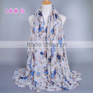 New Design Voile Printed Flower Nursing Scarf