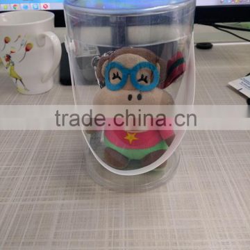 Clear round bottom plastic bag with lid and handle for children toy/ toy packaging plastic bag with round bottom