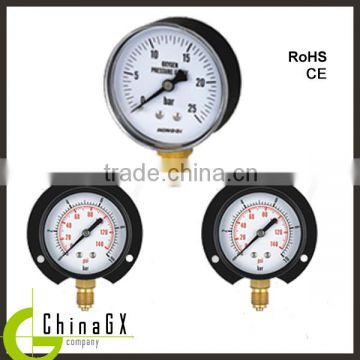 Stainless steel gas pressure gauge with black flange