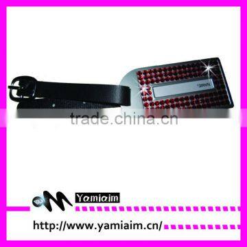 Fashion rhinestone bling luggage tags engrace custom logo OEM