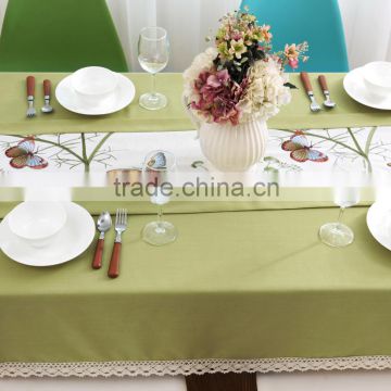 customized size pastoralism style lovely butterfulies leaves fabric embroidery table runners