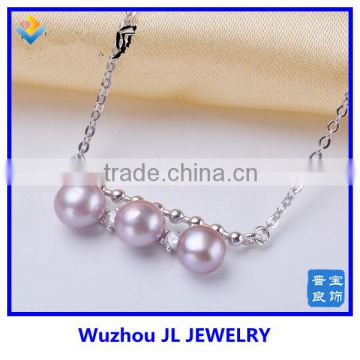 fashion three color freshwater pearl necklace 925 sterling silver jewelry