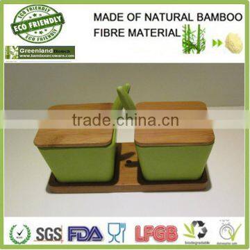 bamboo fibre condiment set with lids