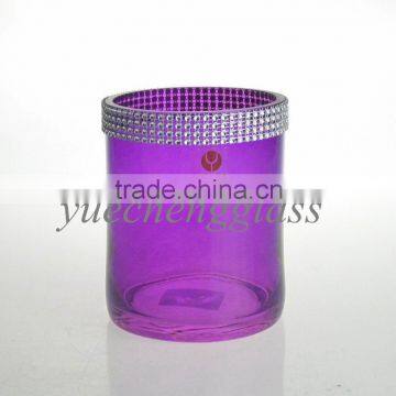 cylinder glass vase with bling for home decoration wholesale