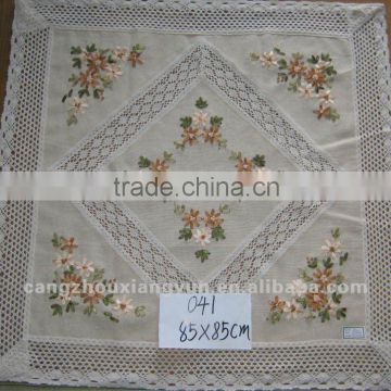 Ribbon Embroidery Crochet Lace Table Topper