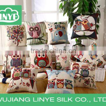 polyester linen printed throw pillow / back cushion wholesale