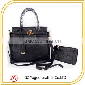 Classical Croco Ladies Handbag Set With Outside Wallet Quality Choice photo-3