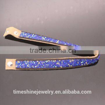 Bling Bling Blue Rhinestone Leather Collar Necklace photo-3