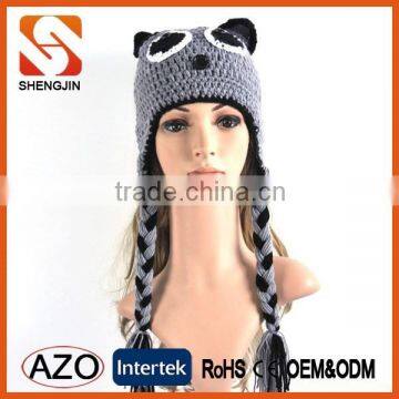 High quality funny animal knitted women winter hat for adult