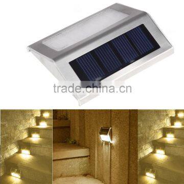 Solar Power 2 LEDs Outdoor waterproof Garden Pathway Stairs Lamp Light Energy Saving LED Solar wall Lamp Warm White Cold white