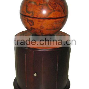 13"/330mm Diam Modern Wooden Globe Drinks Cabinet