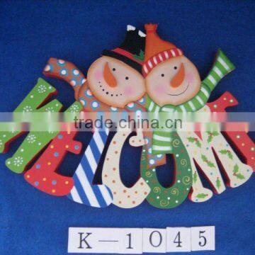 wooden decoration-snowman , welcome words