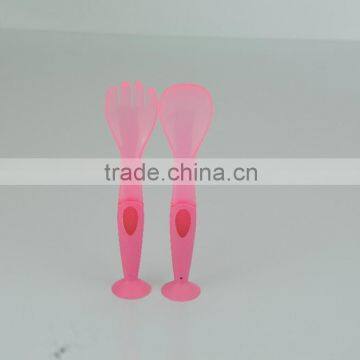 Baby Plastic/ TPE Encapsulated Spoon and Fork / Baby Cutlery photo-2