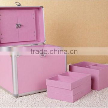 Pink Aluminum Modern Jewelry Organizer With Removable Trays And Mirror ZYD-HZ102205