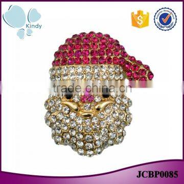 Hot sale Christmas jewelry zinc alloy rhinestone full jewelled Santa Claus brooch