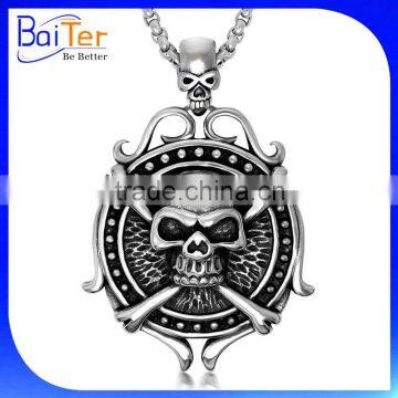 Custom Vintage Rock Punk Gothic Style Stainless Steel Skull Pendant,Titanium Skull Jewelry Wholesale