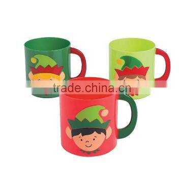 8 oz. 230ml Cheap Fashion Colorful Promotional Popular Customed Wholesale Plastic Elf Mugs With Handles Manufacturer