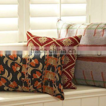 VINTAGE KANTHA SARI PATCHWORK PILLOW COVERS, CUSHION COVERS~AT HIGHLY DISCOUNTED PRICES DIRECTLY FROM MANUFACTURER IN INDIA