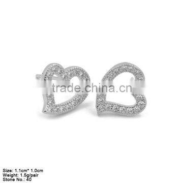 GZA2-017 925 Sterling Silver Free Style Earring Design Tiny Heart Shape Silver Stud