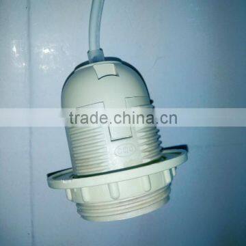 PBT E27 plastic table lamp socket with ring push-in for cable