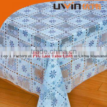 blue vivid steric patterns designs floral tablecloth vinyl lace table cloth