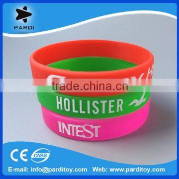 Advertising rubber band silicon bracelet with embossing and engraving