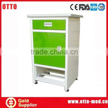 Green mobile bedside cabinet for hospital