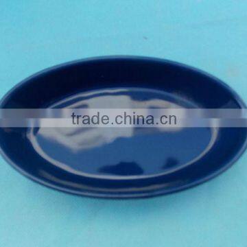 YT blue circular ceramic plate