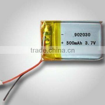 Rechargeable 3.7v 500mah lipo battery 902030