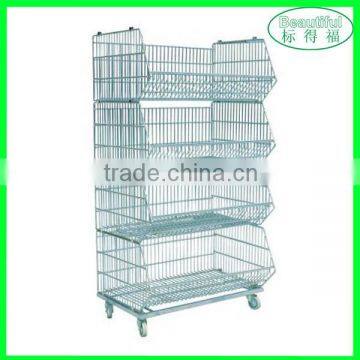 4 Tiers Mesh Storage Shelf with Wheels