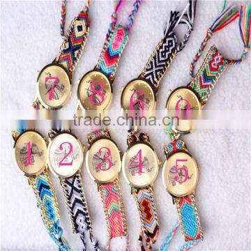 Fashion National Style Handmade Multi Color Woven Braid Women Watches Bracelet Watches