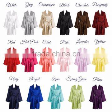Cheap silk satin solid color short bath robe