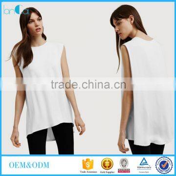 OEM service sleeveless long loose crop tops fancy ladies tops latest design