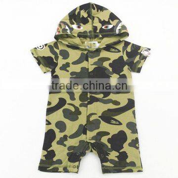 Hot selling short sleeve baby cotton hoodie bodysuit