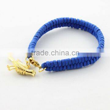  supplier,2014 fashion pure blue with golden bird silk bracelet ,du bai gold jewelry