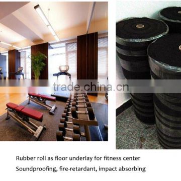 Durable rubber floor underlay for gym as floor protector