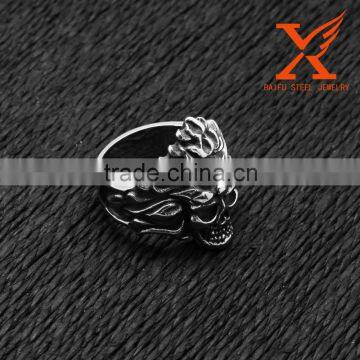 In Stock Hot Sale Stainless Steel Expendable Skull Charm Retaining Indian Rings for Men photo-3