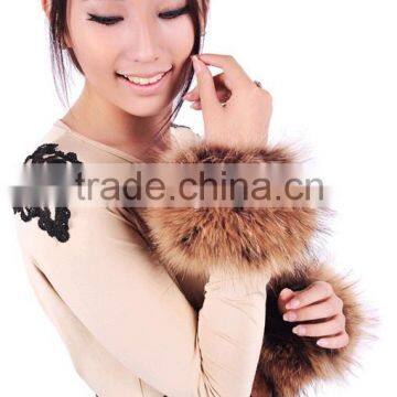 Fashion Girls Genuine Raccoon Fur Cuff for Wrist Arm Warmer photo-5