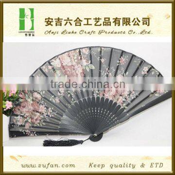 boutique silk bamboo folding fan with marked flowers